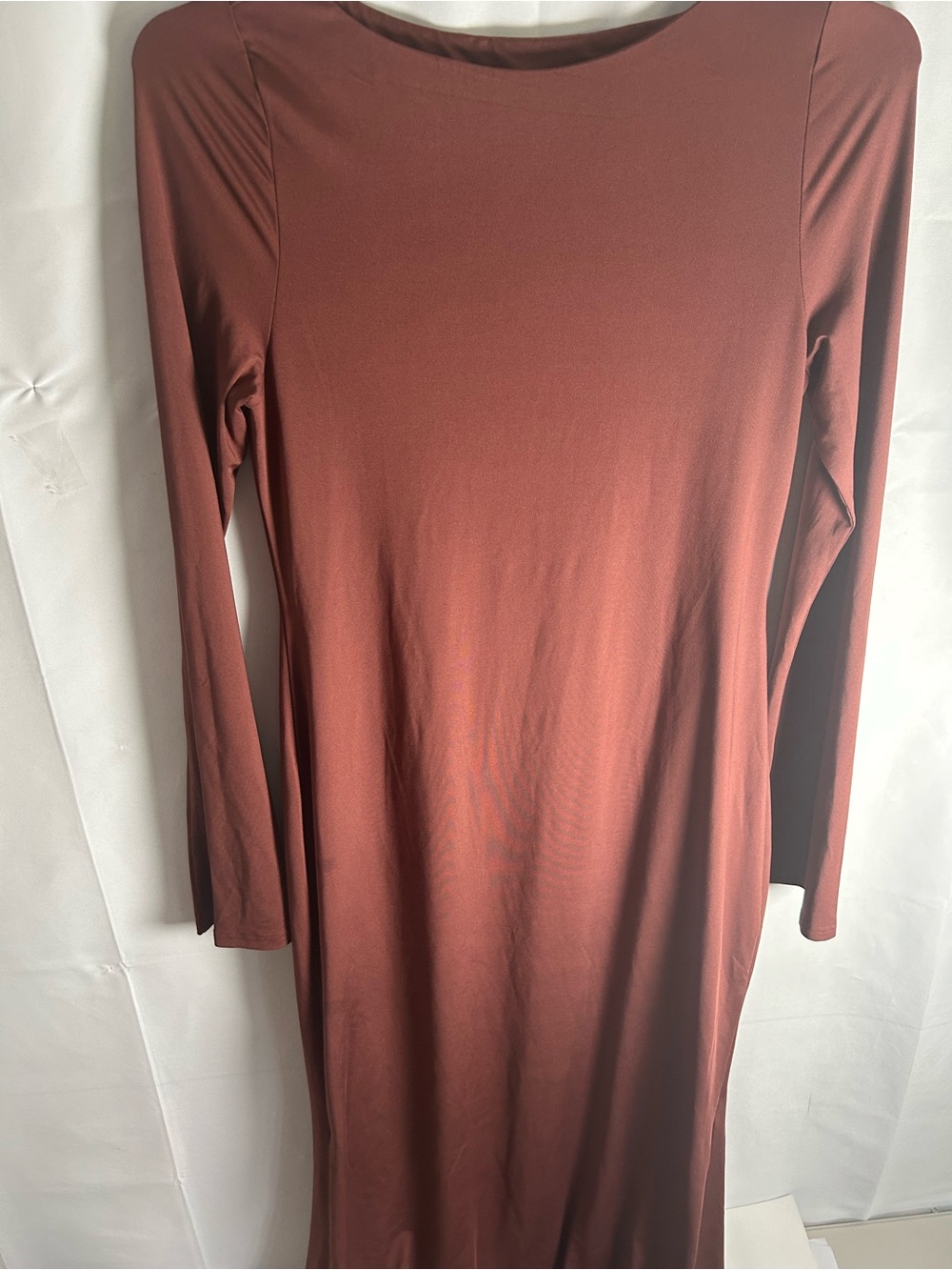 Women's Long Sleeve Maxi Dress in Rust